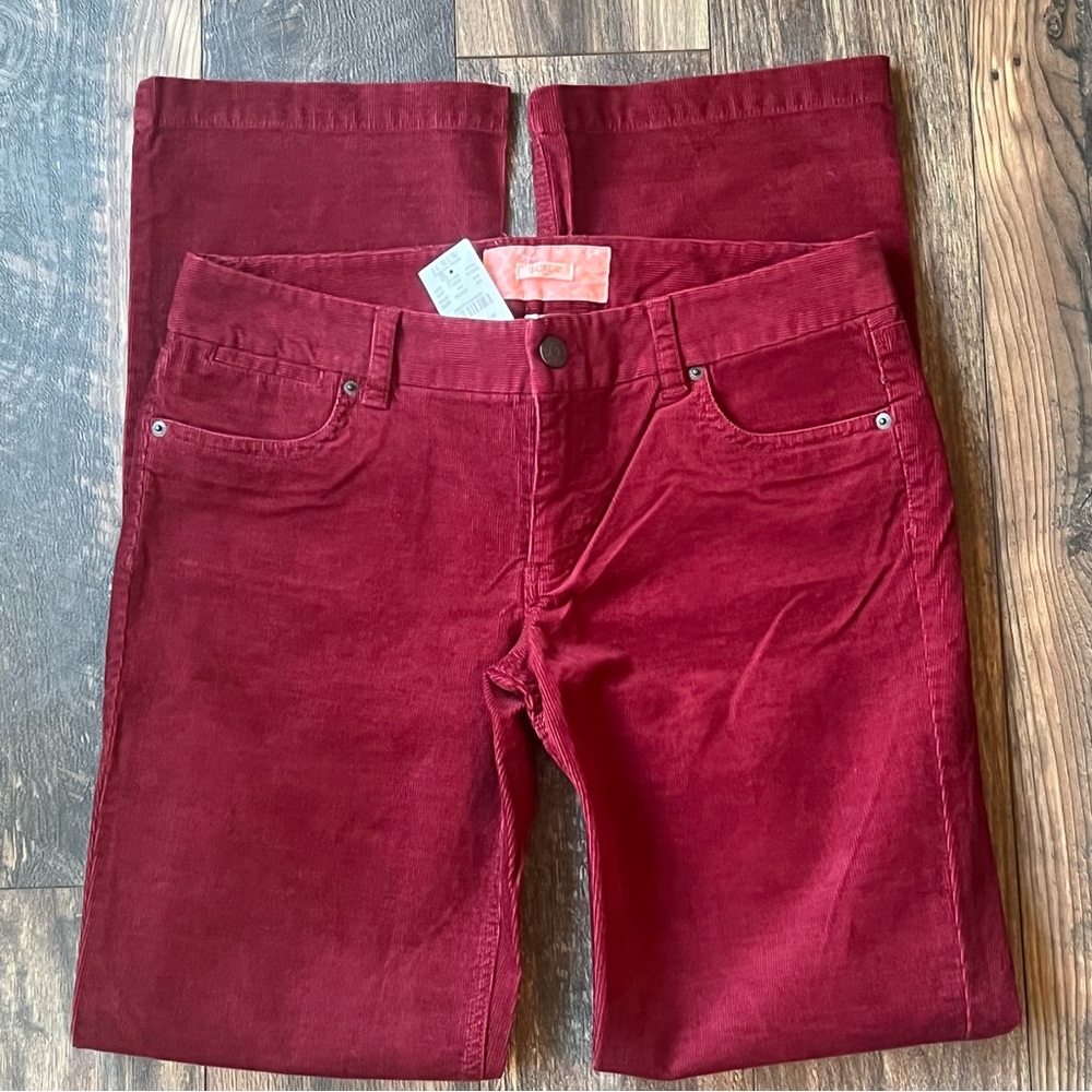 NWT J.Crew Factory Bootcut Stretch Vintage Cords 
Dark Red (8R)